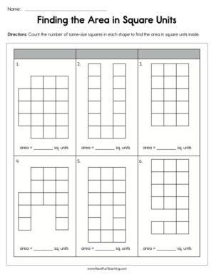 Finding the Area in Square Units Worksheet