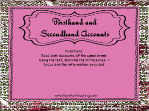 Firsthand and Secondhand Accounts Activity