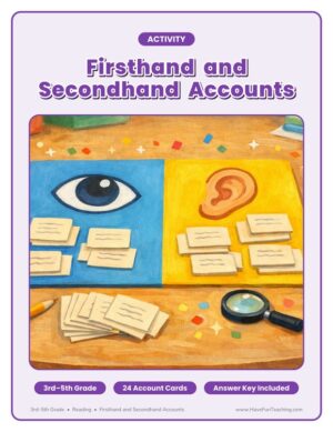 3rd-5th grade firsthand and secondhand accounts activity cover