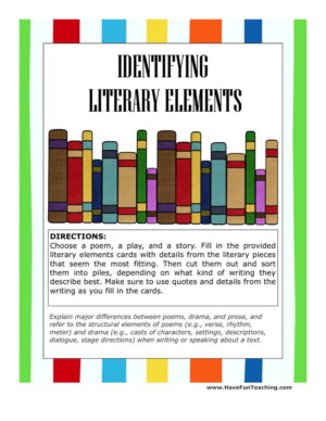 Identifying Literary Elements Activity