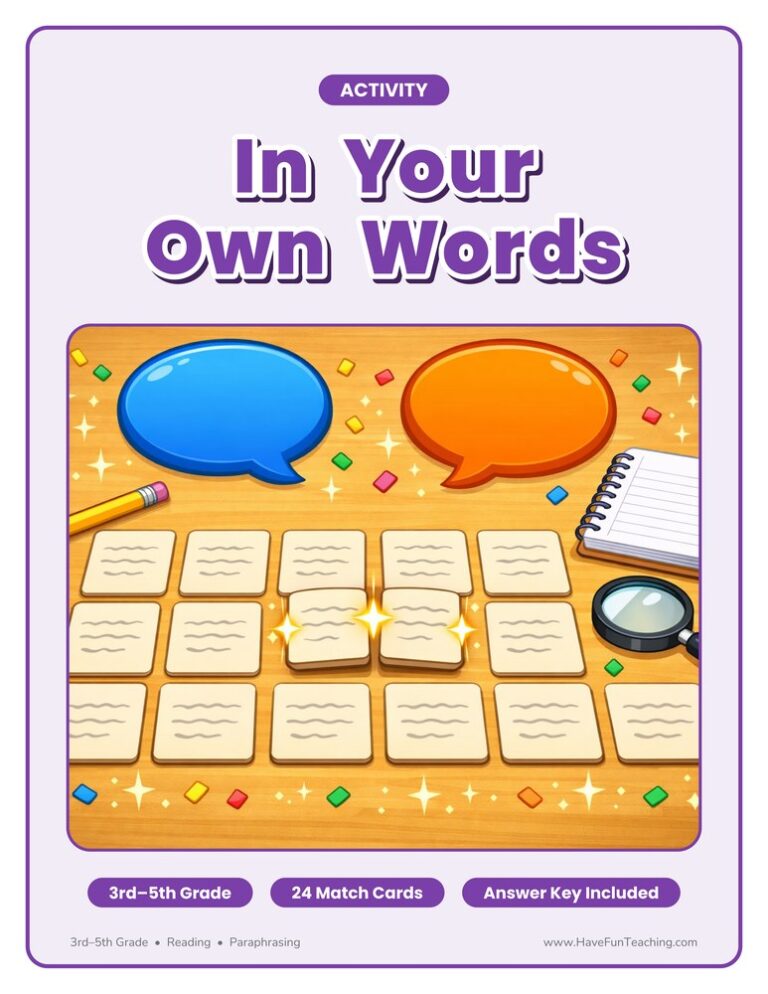 In Your Own Words Paraphrase Activity