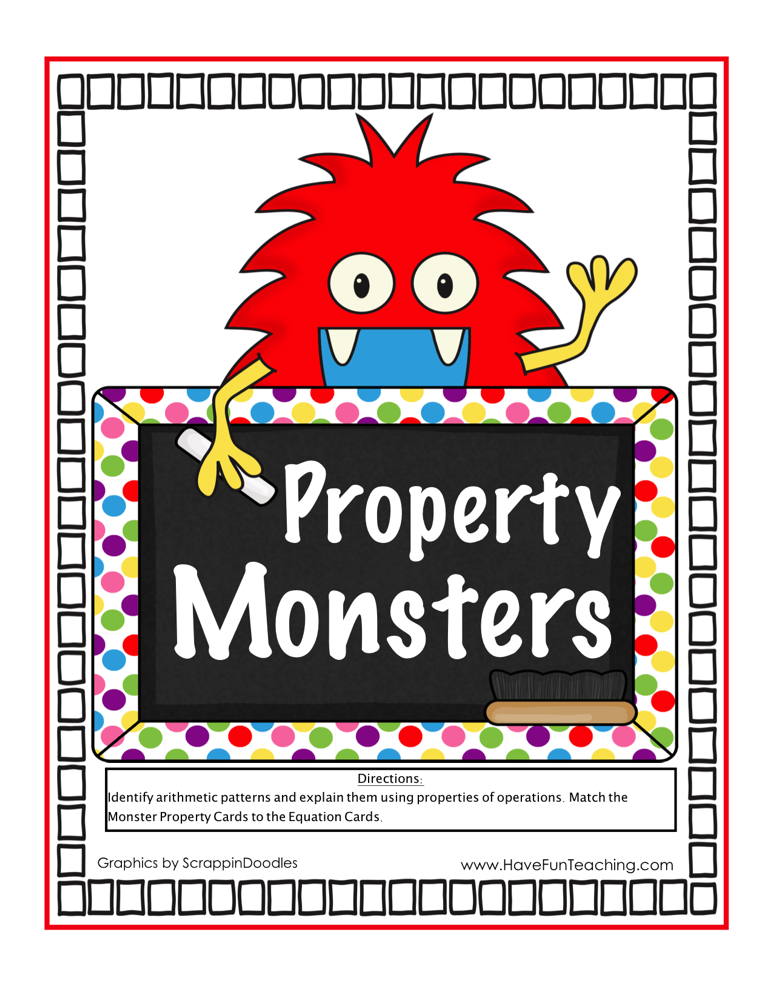 Property Monsters Math Properties Activity