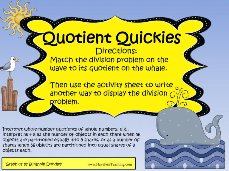 Quotient Quickies Division Activity