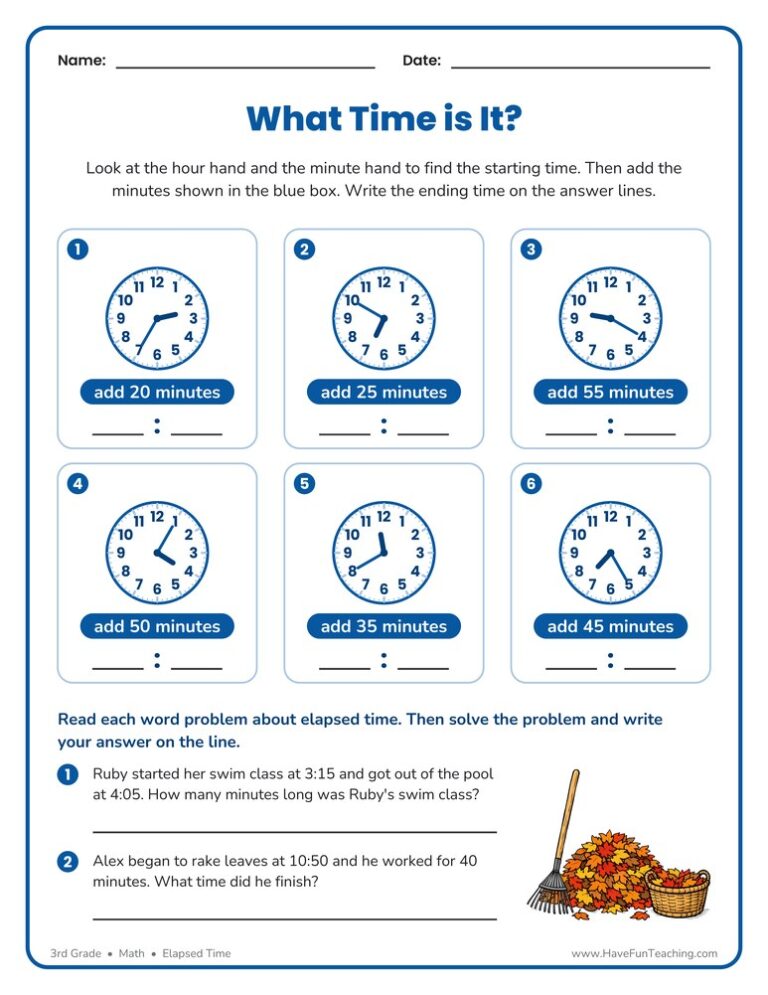 What Time is It Elapsed Time Worksheet