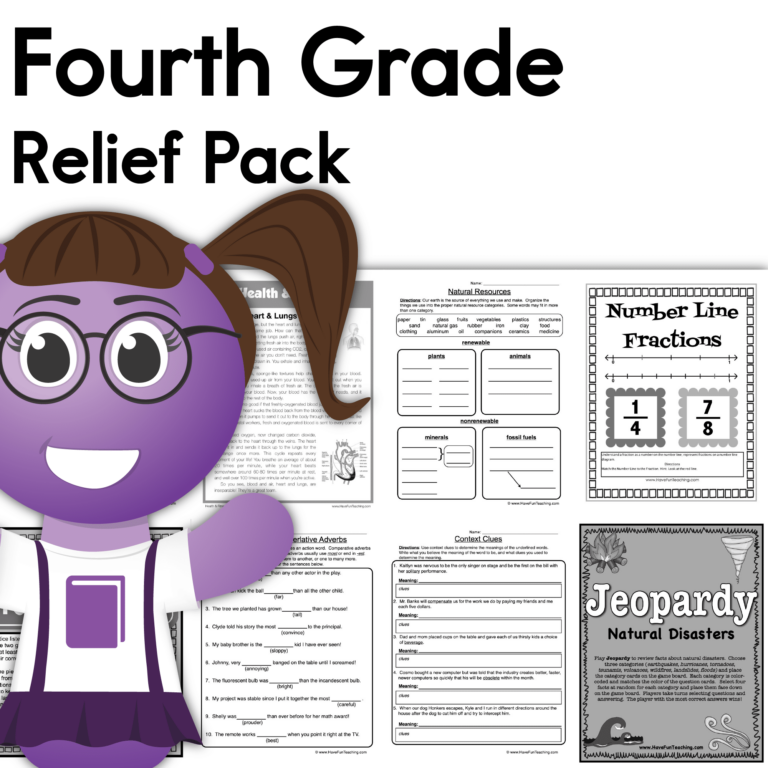 Fourth Grade Coronavirus Relief Pack