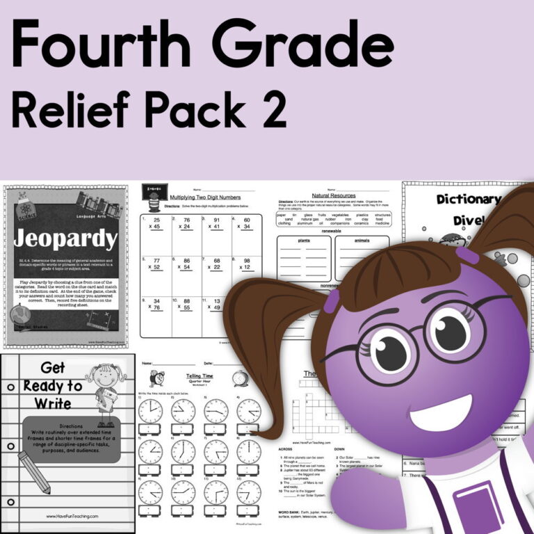 Fourth Grade Coronavirus Relief Pack 2