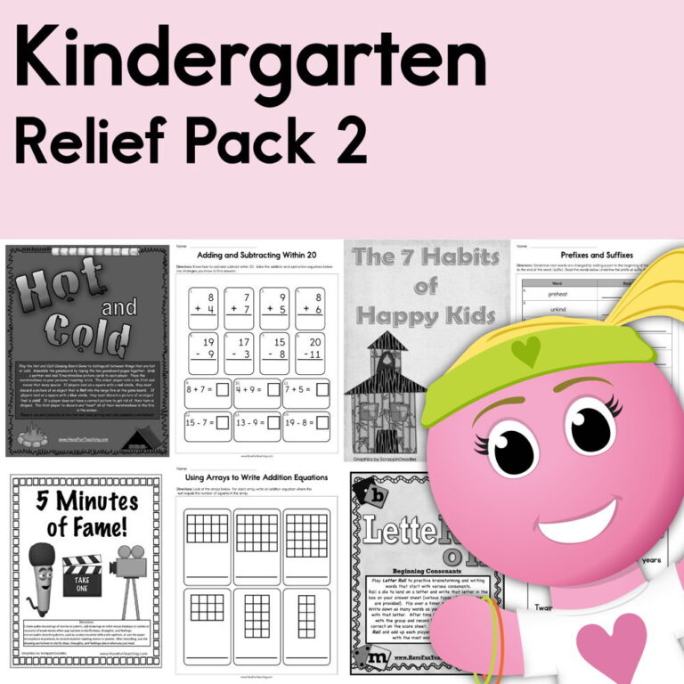 Kindergarten Coronavirus Relief Pack 2