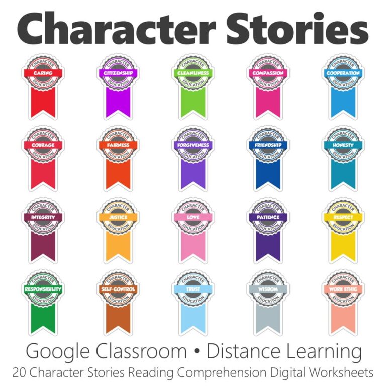 Character Stories Reading Comprehension Digital Worksheet Collection