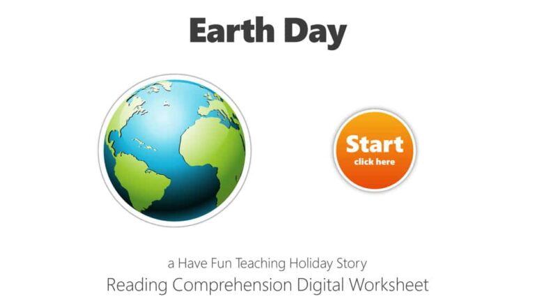 Earth Day Reading Comprehension Digital Worksheet
