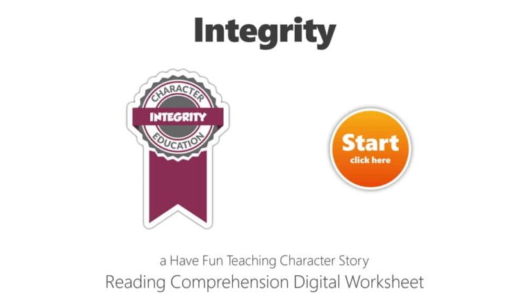 Integrity Reading Comprehension Digital Worksheet