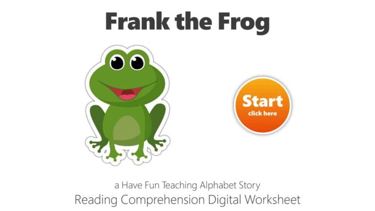 Letter F Frank the Frog Reading Comprehension Digital Worksheet