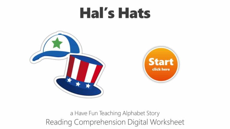 Letter H Hal's Hats Reading Comprehension Digital Worksheet