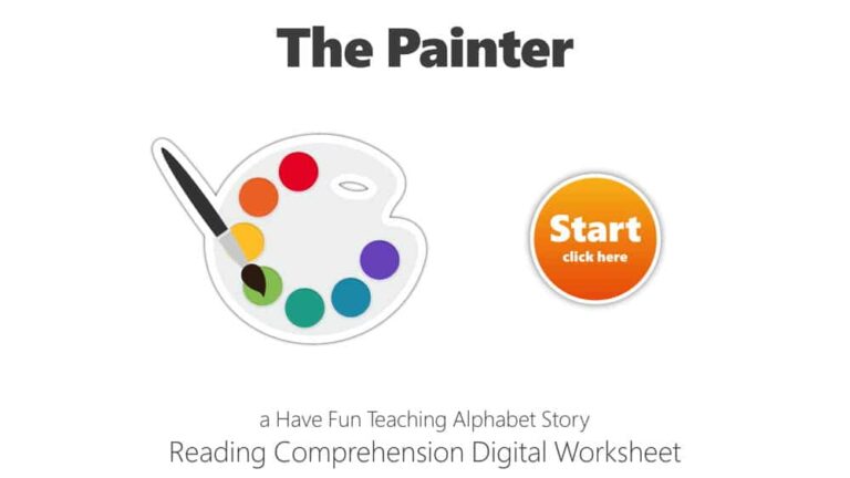 Letter P The Painter Reading Comprehension Digital Worksheet