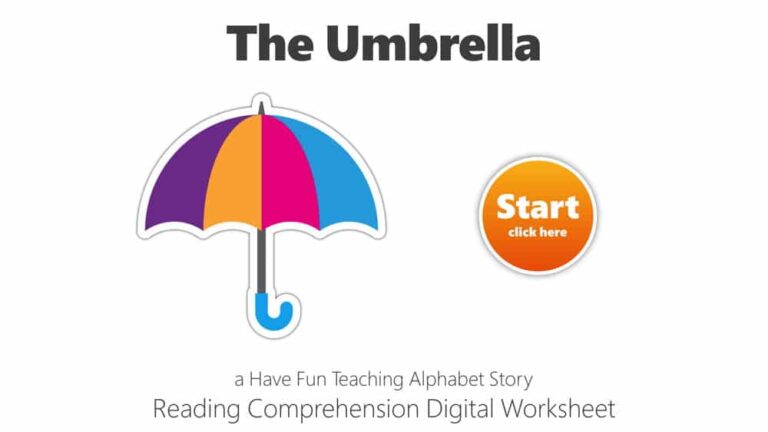 Letter U The Umbrella Reading Comprehension Digital Worksheet