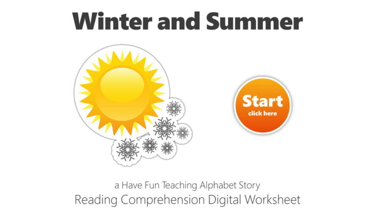 Letter W Winter and Summer Reading Comprehension Digital Worksheet