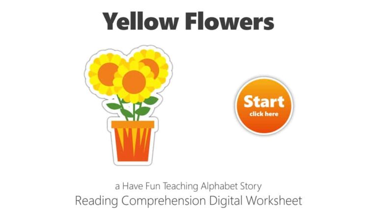 Letter Y Yellow Flowers Reading Comprehension Digital Worksheet
