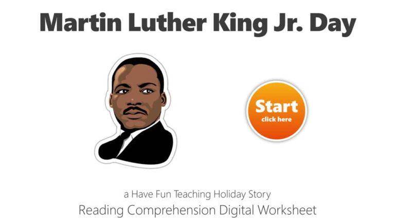 Martin Luther King Jr. Day Reading Comprehension Digital Worksheet