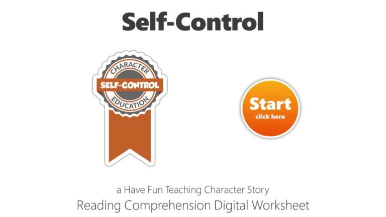 Self-Control Reading Comprehension Digital Worksheet