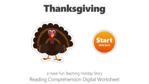 Thanksgiving Google Classroom Reading Comprehension Digital Worksheet