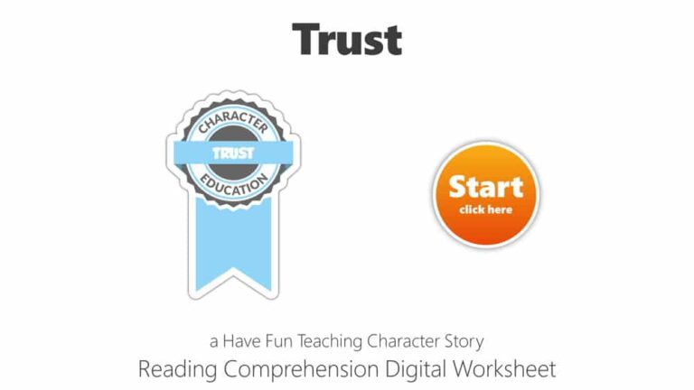 Trust Reading Comprehension Digital Worksheet