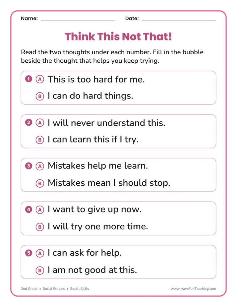 Think This not That Worksheet