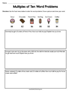 Multiples of Ten Word Problems Worksheet - Have Fun Teaching