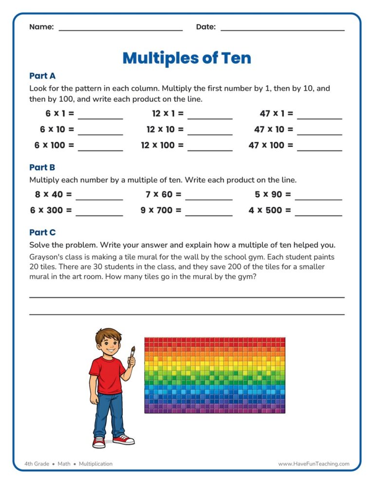 Multiples of Ten Worksheet