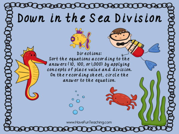 Down in the Sea Division Activity - Have Fun Teaching