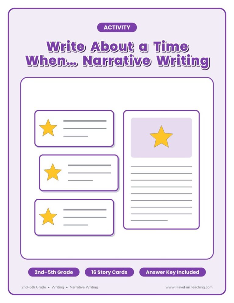 Write About a Time When. . . Activity