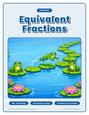 4th and 5th grade equivalent fractions 10 100 denominators activity cover