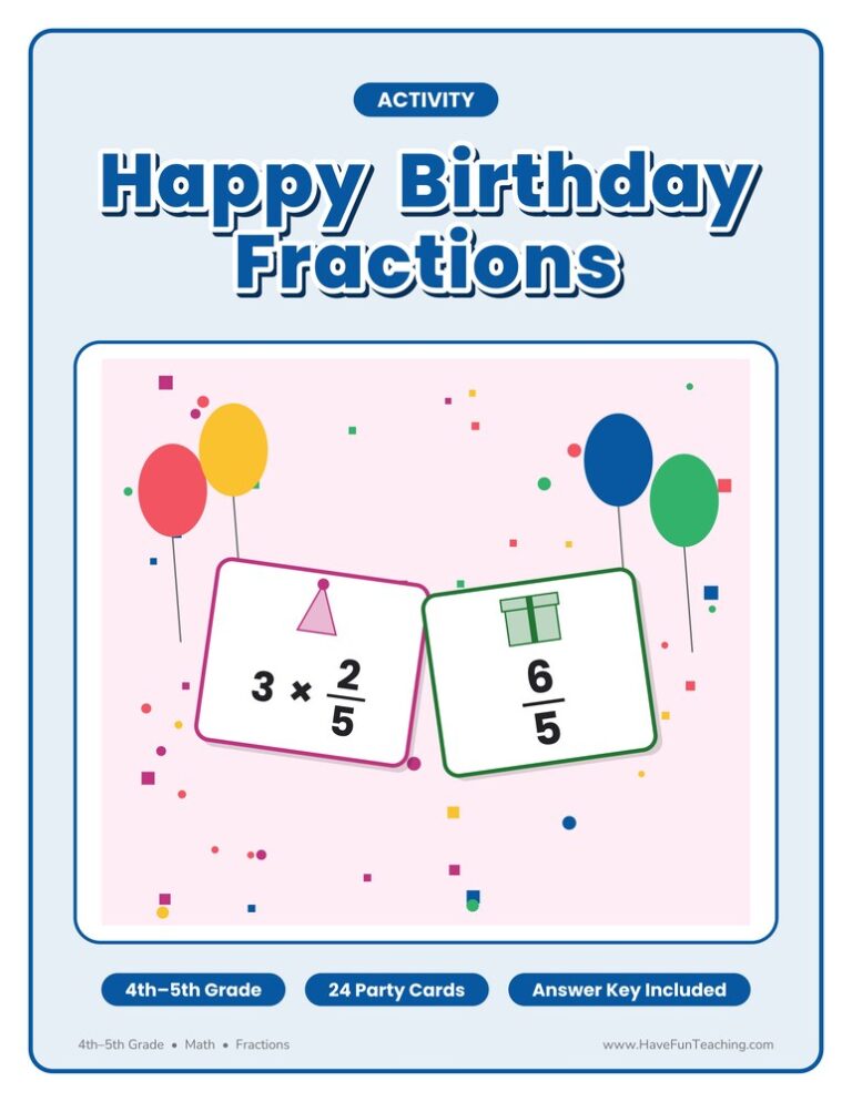 Happy Birthday Fractions Activity