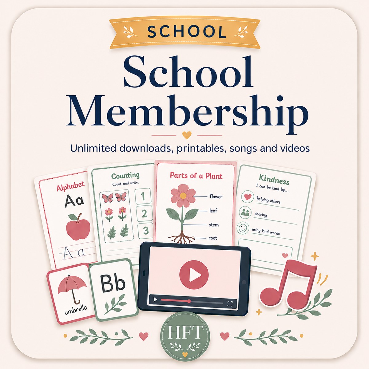 Have Fun Teaching School Membership - whole-school access to unlimited worksheets, songs, videos, and printables for Pre-K to 6th grade