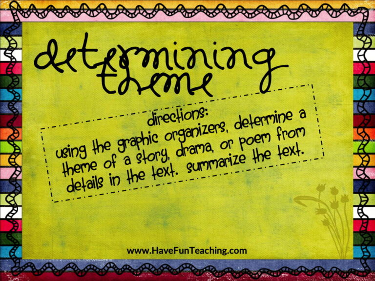 Determining Theme Graphic Organizers Activity