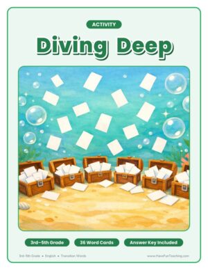 3rd to 5th grade transition words sorting activity cover