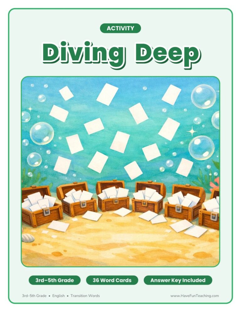 Diving Deep Sorting Words Activity