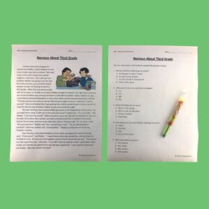 Nervous about Third Grade Reading Comprehension Worksheet