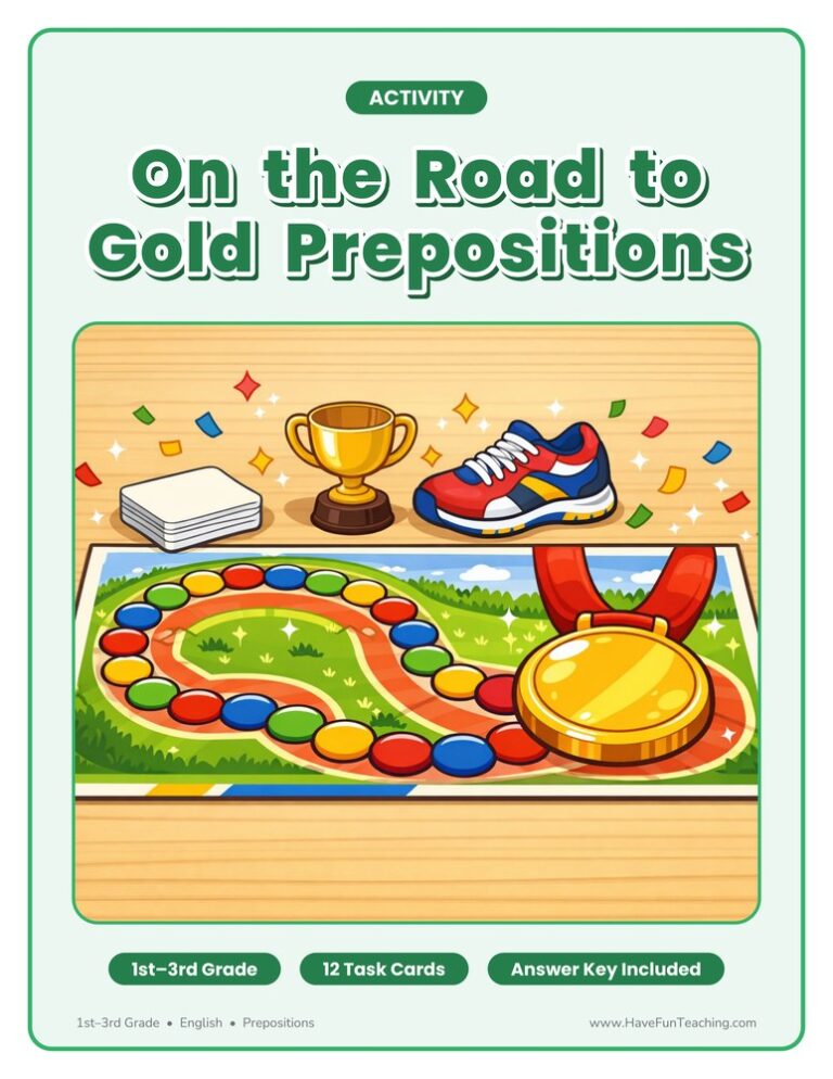 On the Road to Gold Prepositions Activity