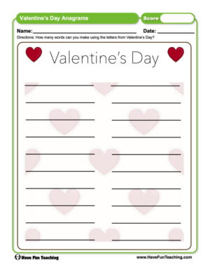 Valentine's Day Anagram Worksheet