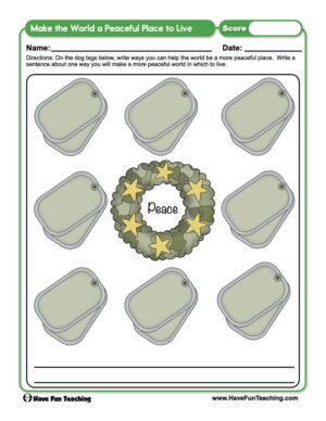 Make the World a Peaceful Place to Live Worksheet