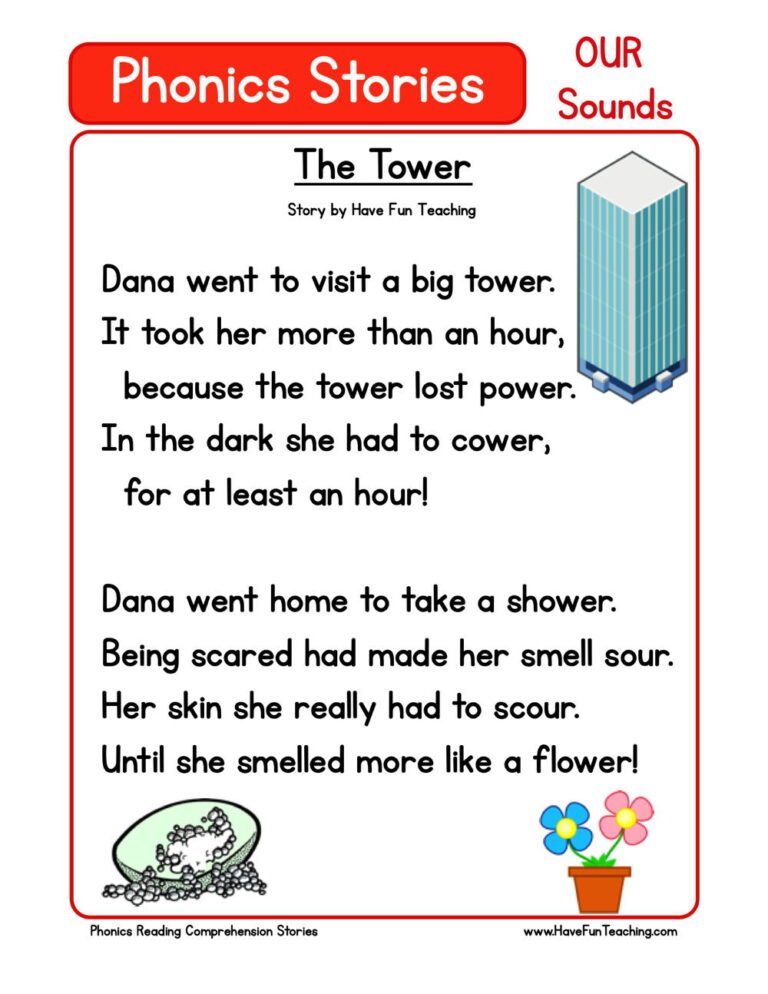 The Tower Phonics Reading Comprehension Story Worksheet - OUR Sound ...