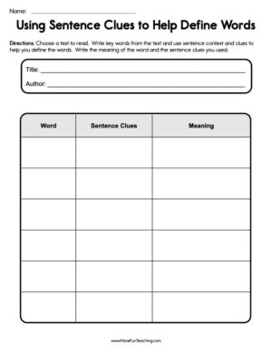 Using Sentences to Help Define Words Worksheet