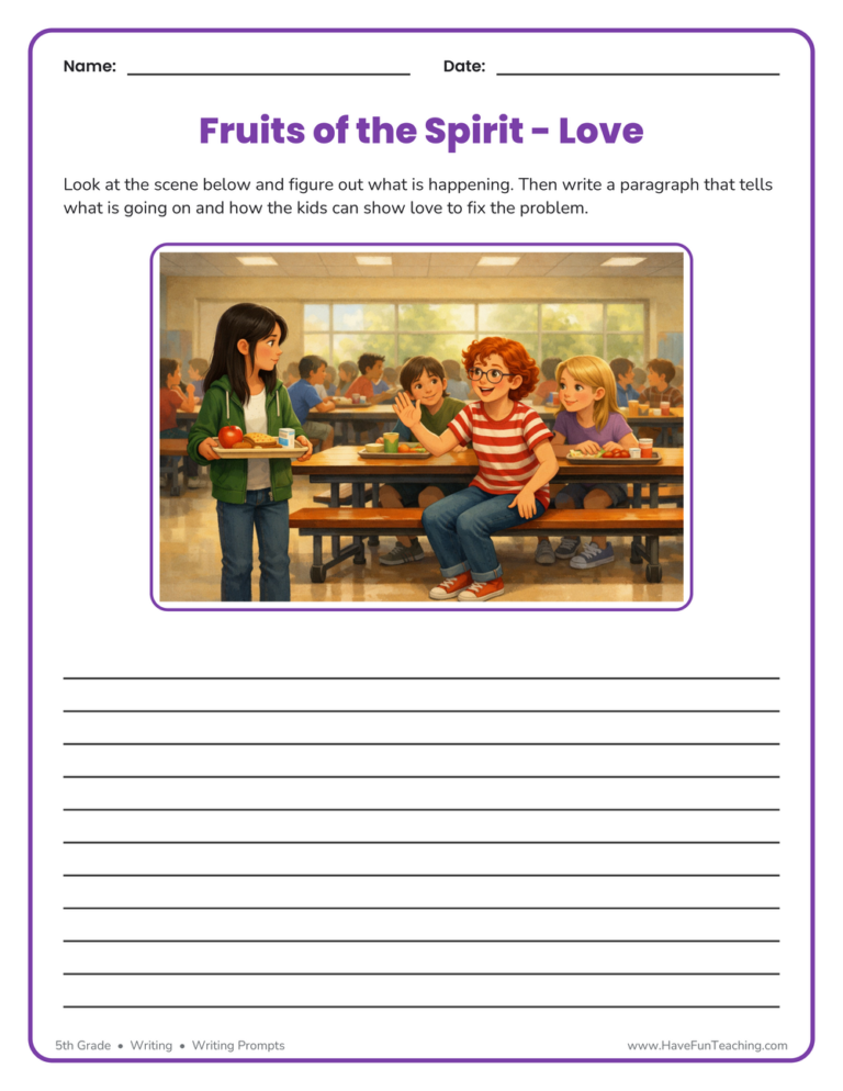 Fruits of the Spirit Writing Prompt Worksheets
