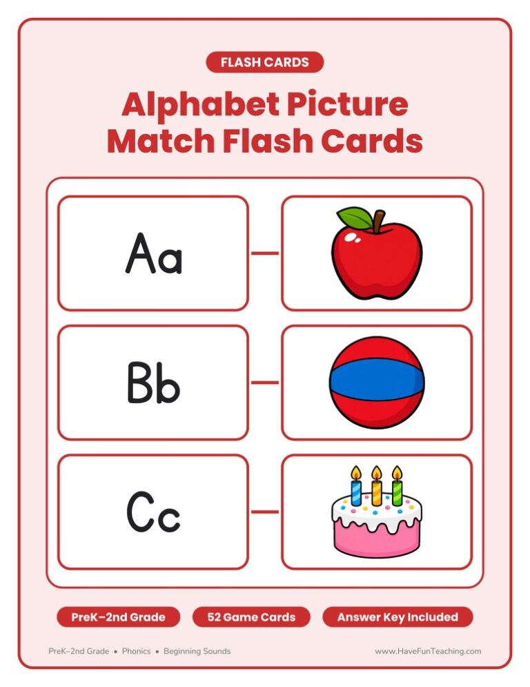 Alphabet Picture Match Flash Cards
