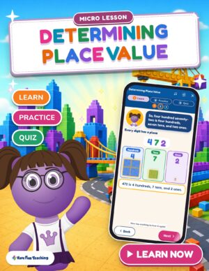 Determining Place Value Micro Lesson cover with Lexy and a phone showing the lesson