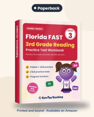 Florida FAST 3rd grade reading test prep workbook paperback cover